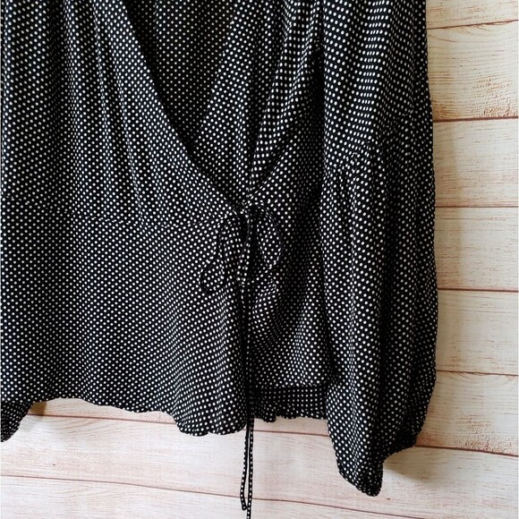 NWT Anthro Maeve Ingrid Polka Dot Wrap Front Tie Long Sleeve Top/Blouse - Picture 5 of 13